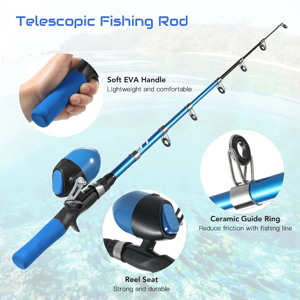 Portable Telescopic Fishing Rod and Reel Combo Starter Kit P124476