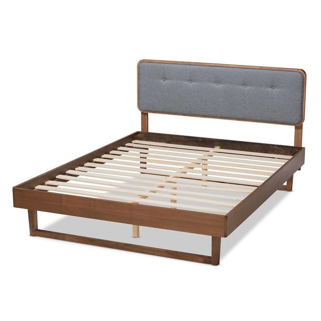 Gray Upholstered Wood King Size Platform Bed Y67334