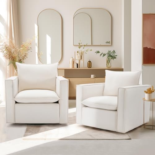 Beige Upholstered Swivel Accent Chair W842