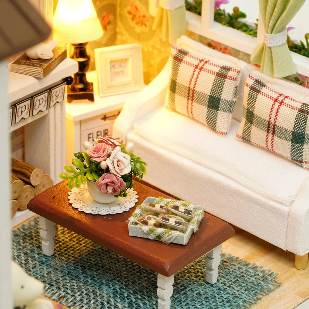 DIY Miniature Dollhouse Kit 3D Wooden House Room Craft with Furniture LED Lights M655275
