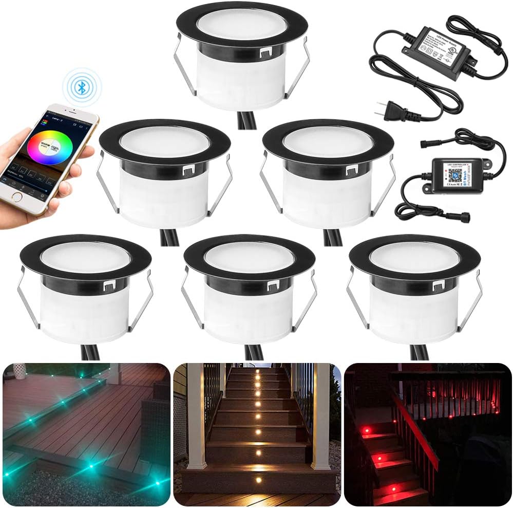LED Deck Lights Kit 10pcs RGBW Low Voltage Recessed Waterproof Outdoor G286029