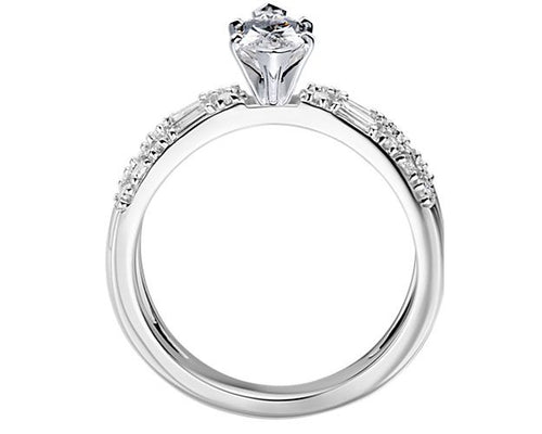 14K White Gold Solitaire Ring with Accents C771