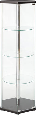 Hexagon Shaped Curio Cabinet Black and Clear V403290