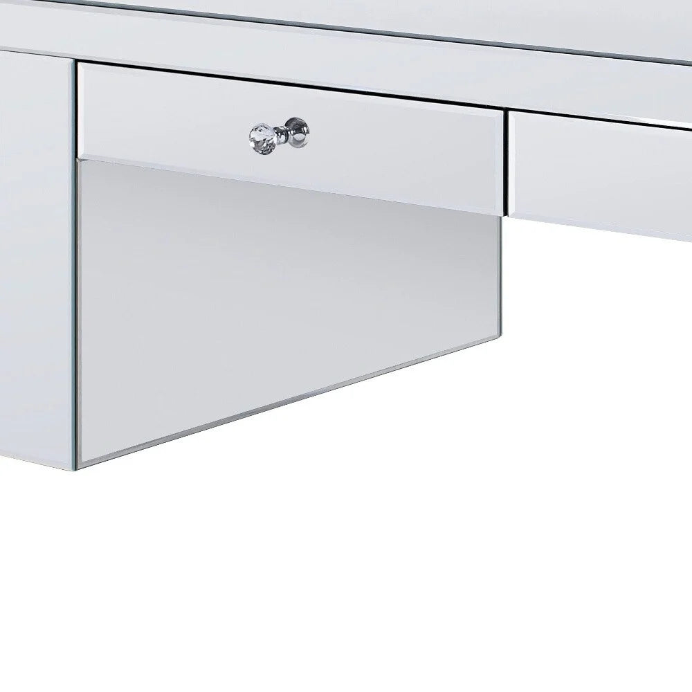 48" Silver Mirrored Coffee Table with Two Drawers X25226