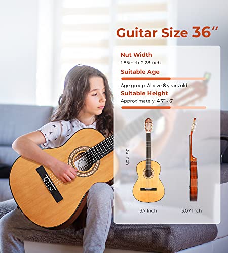 Full Size 39 Inch Nylon Strings Classical Guitar Solid Cedar Top X53484