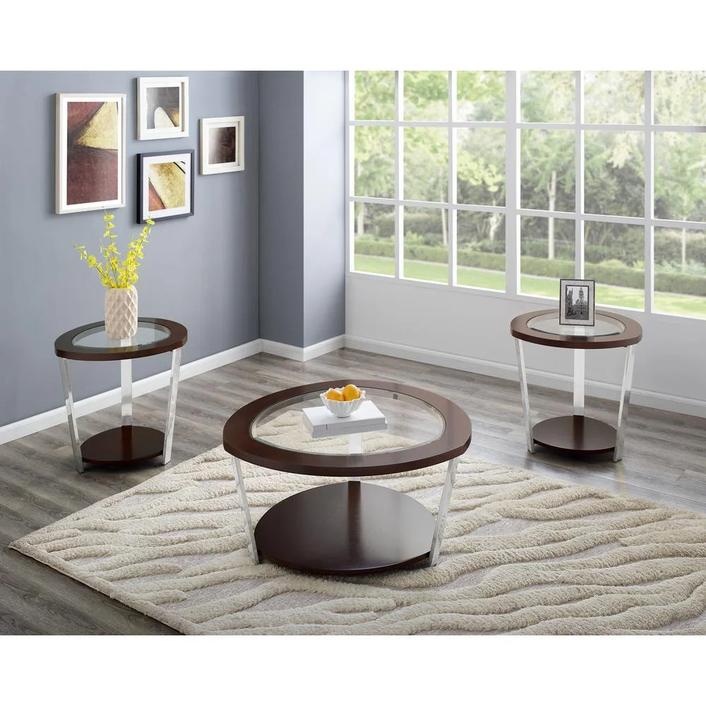 Espresso Wood and Metal End Table H456194