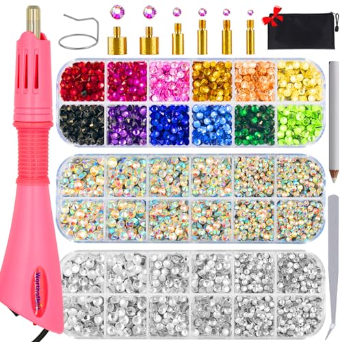 Hotfix Rhinestone Setter Applicator Tool Kit with 5000 Pcs AB Crystal Clear E4892