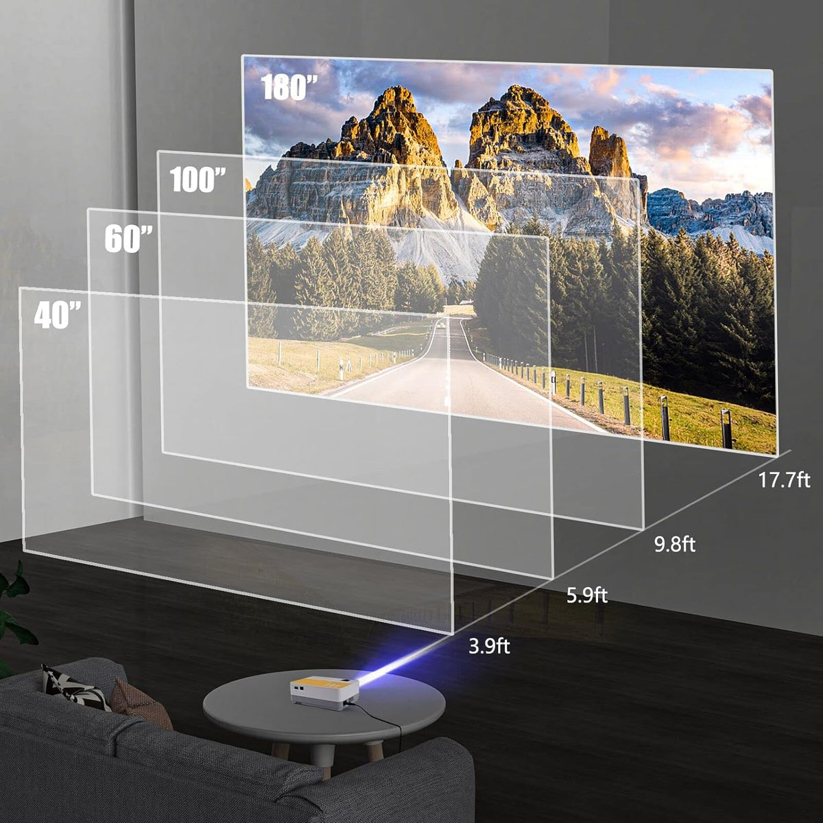Mini Projector, 55000 Hours Full HD 1080P Supported Portable Video Projector T7011