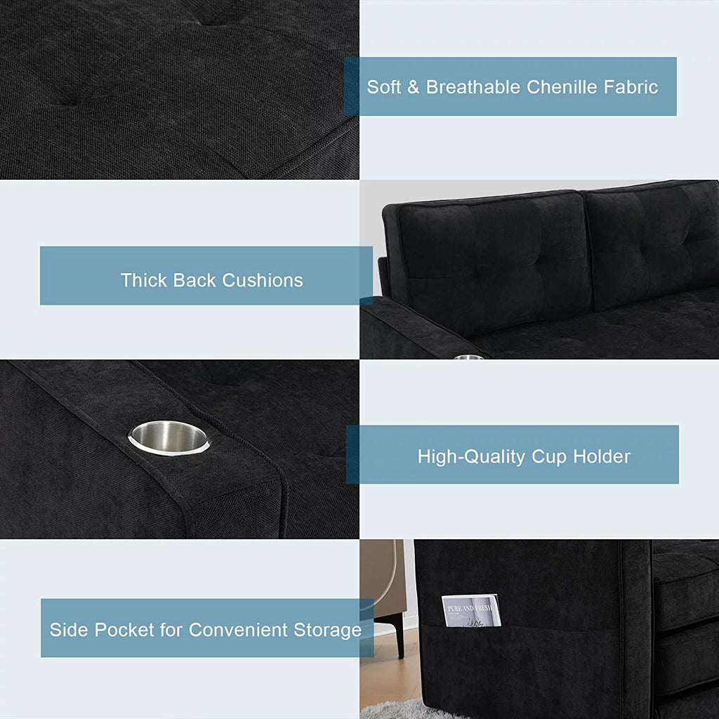 Full Size Chenille Futon Sofa Bed B369272