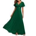Green Crew Neck Ruffle Short Sleeve Maxi Dress P979673