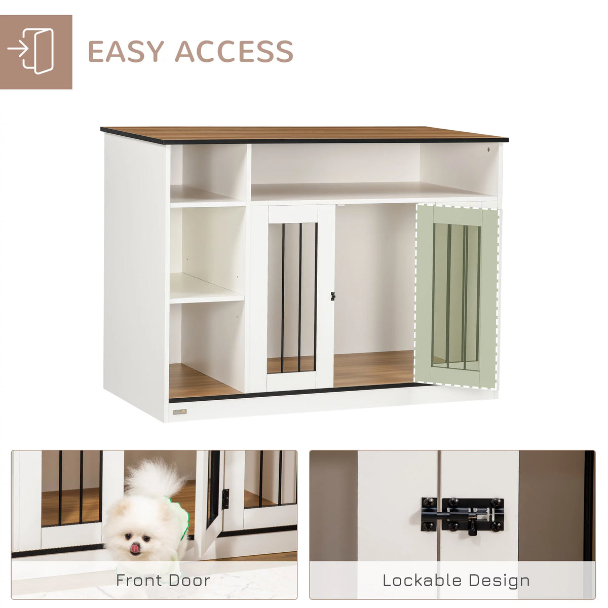 White Dog Crate Furniture with Storage J852