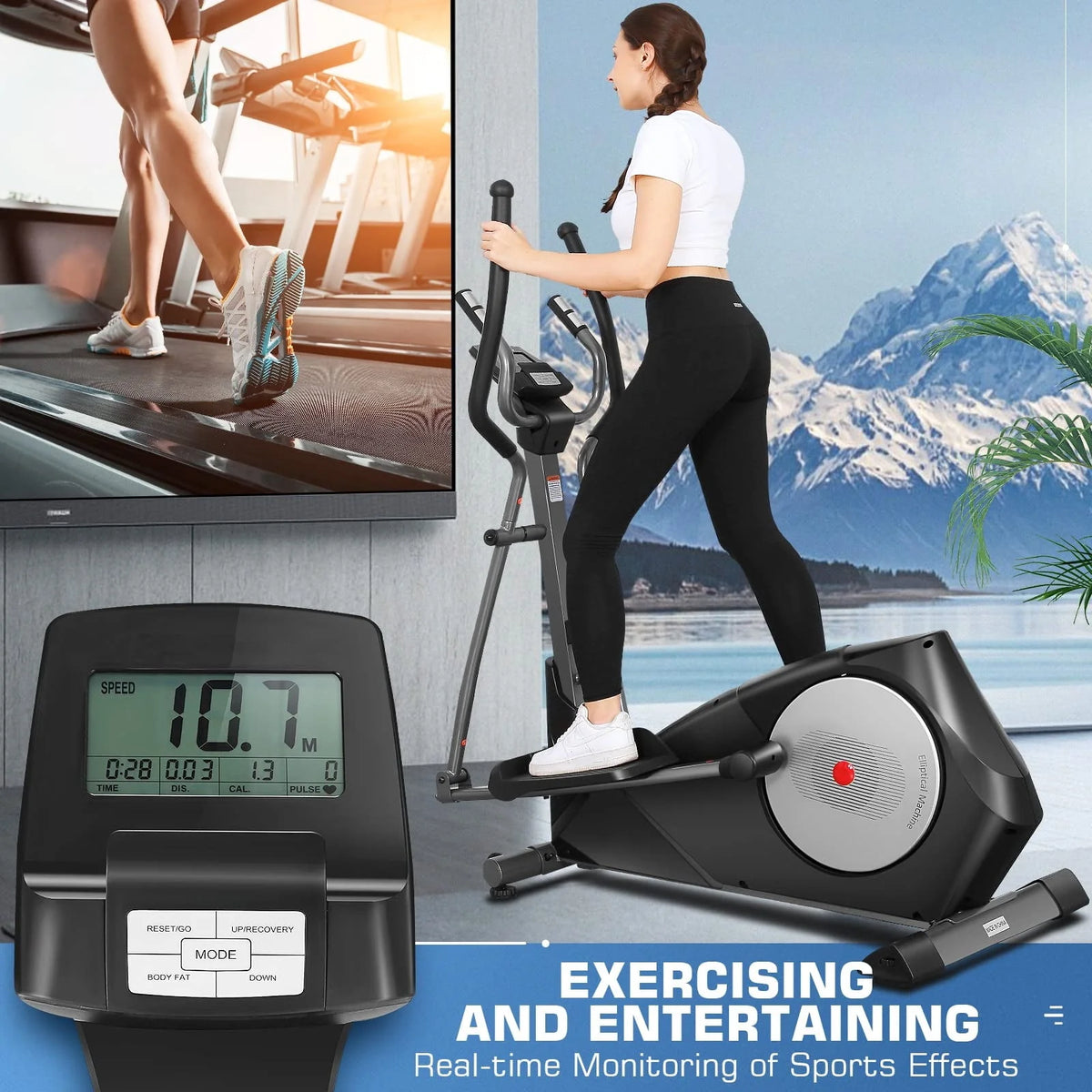Elliptical Machine with 22 Resistance Levels, LCD Display D12581
