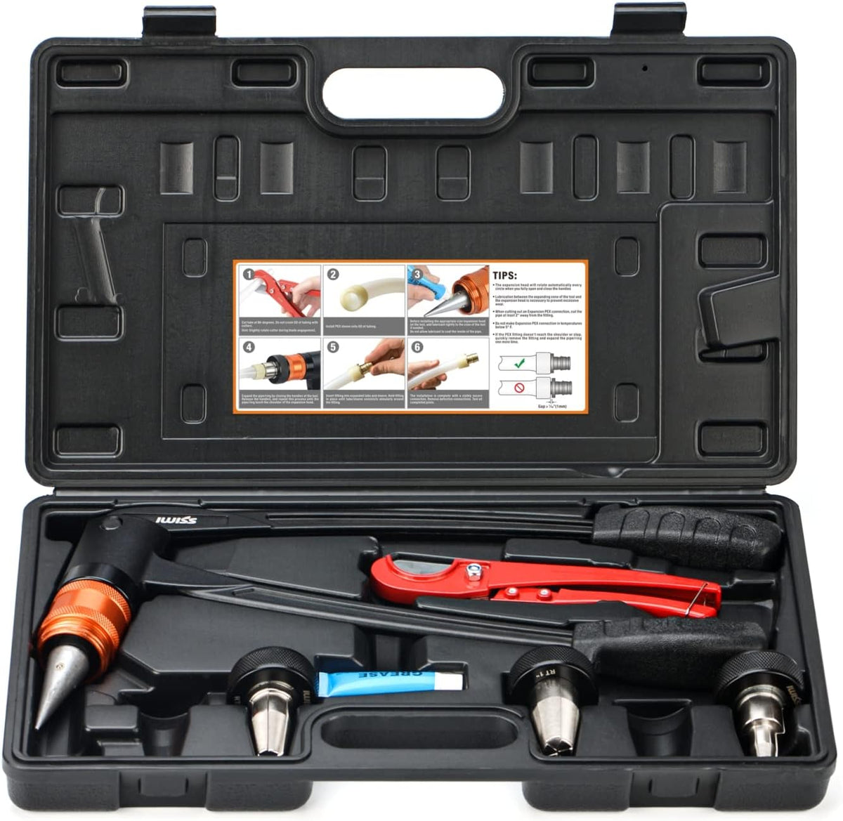 PEX-A Expander Tool Kit with Self-Rotary Expansion Heads 1/2,3/4 and 1-Inch R59677