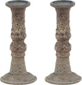 Set of 3 Silver Metal Candle Holder C41362