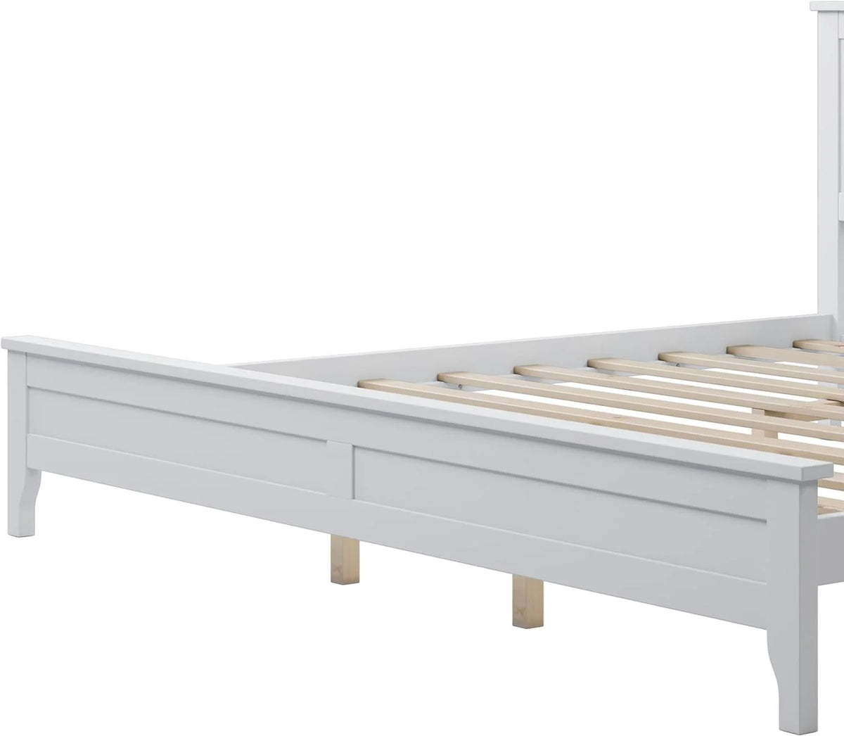 King Size White Platform Bed Frame with Headboard C870