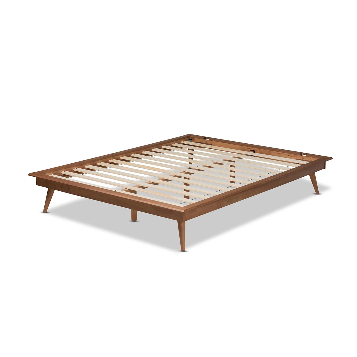 Walnut Brown Wood Full Size Platform Bed Frame L49442