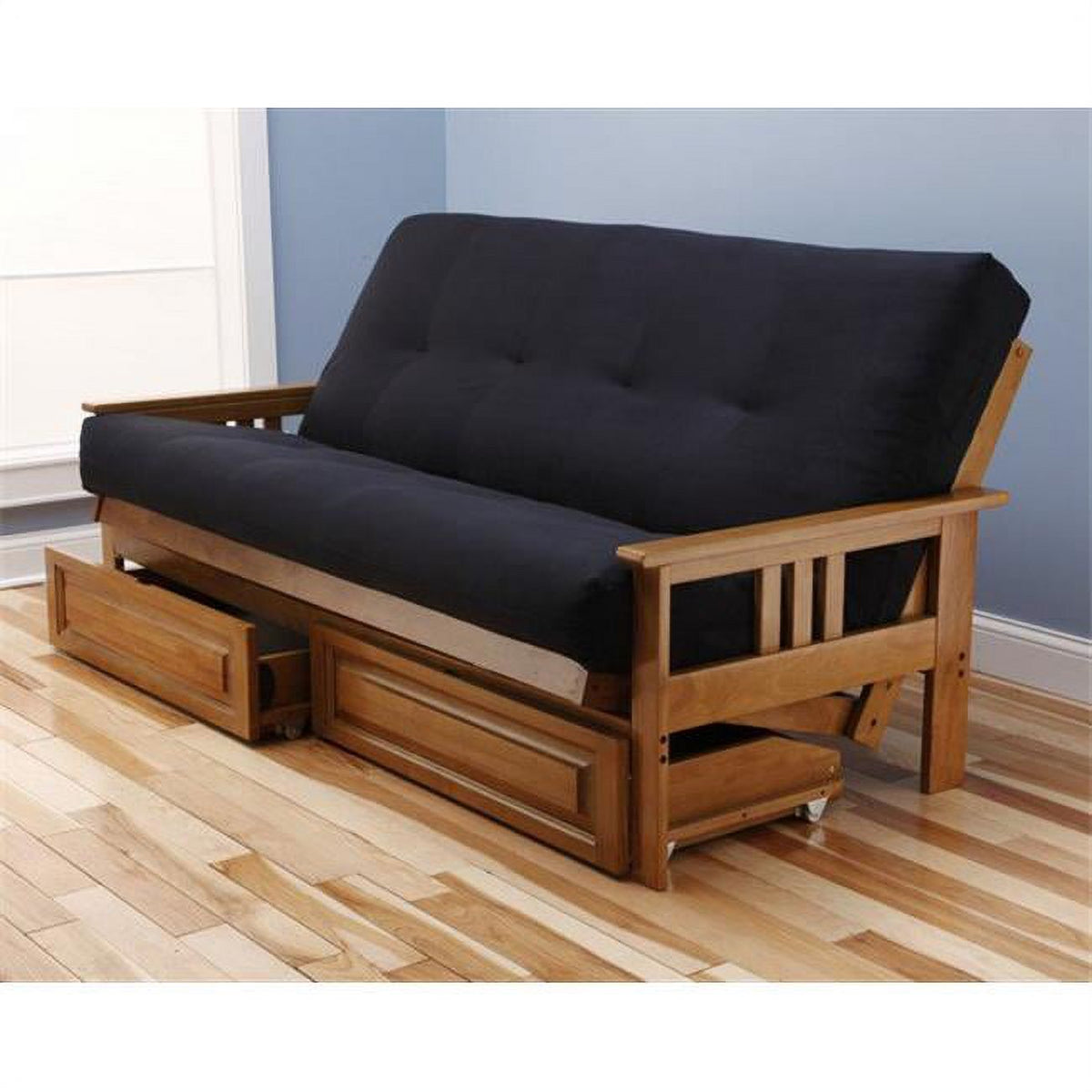 Black Suede Mattress with Storage Drawers O148