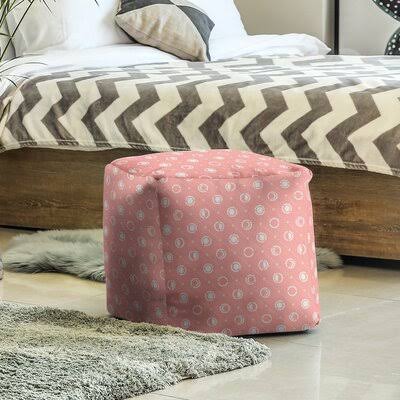 Moon Phases Cube Ottoman Red/White M206