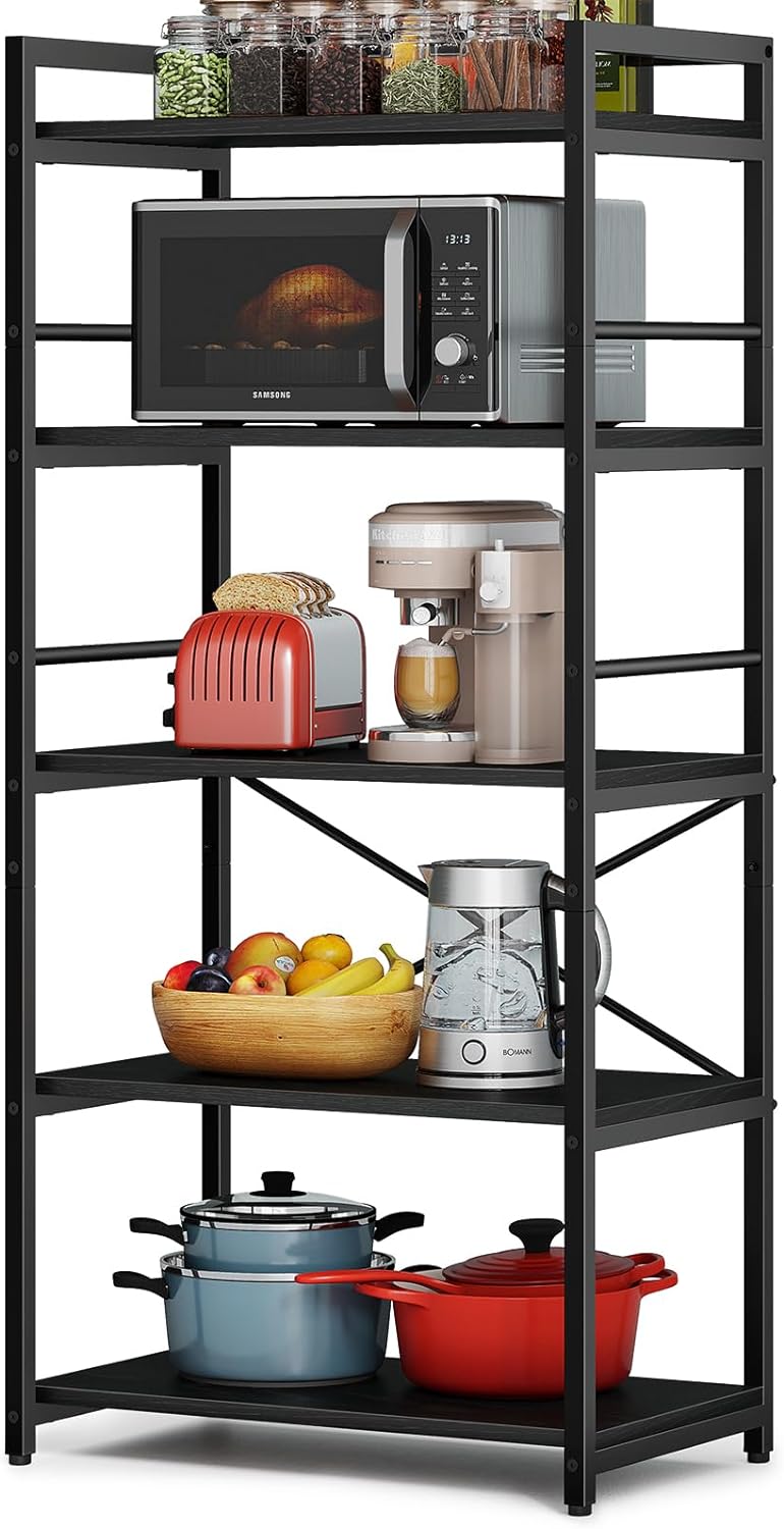 5-Tier Bakers Rack with Storage, Black S3768