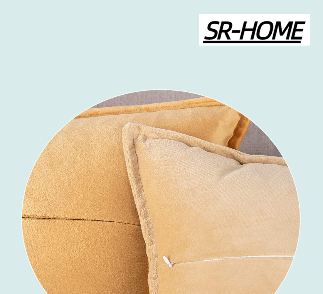 Set of 2 Velvet Decorative Throw Pillow Covers Square with Fringe Cushion Case B755773