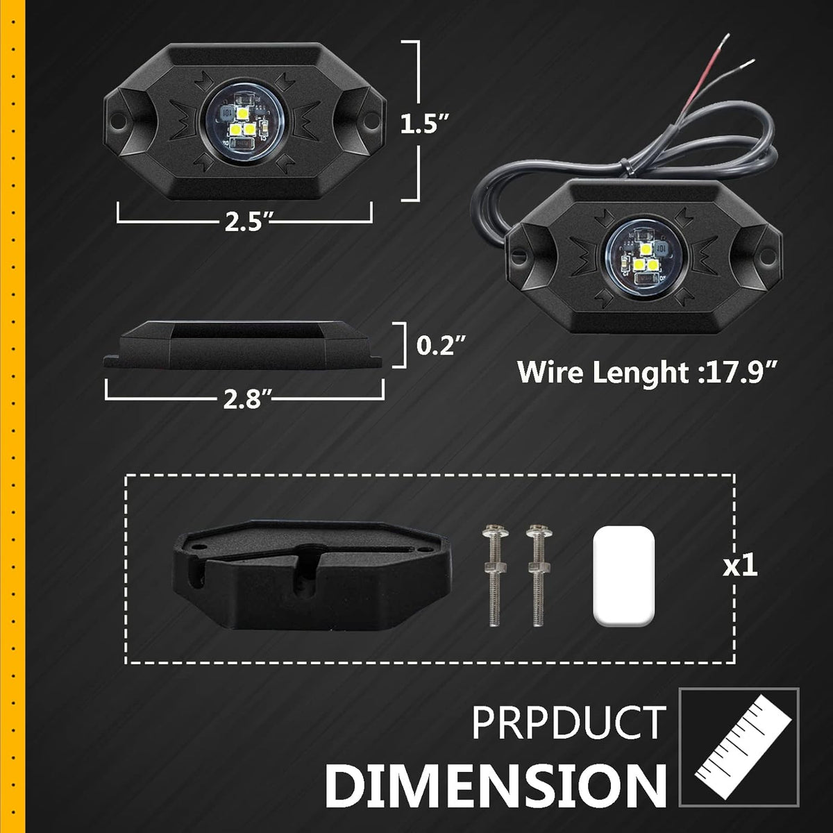 White 12Pods Waterproof LED Underglow Light W8102