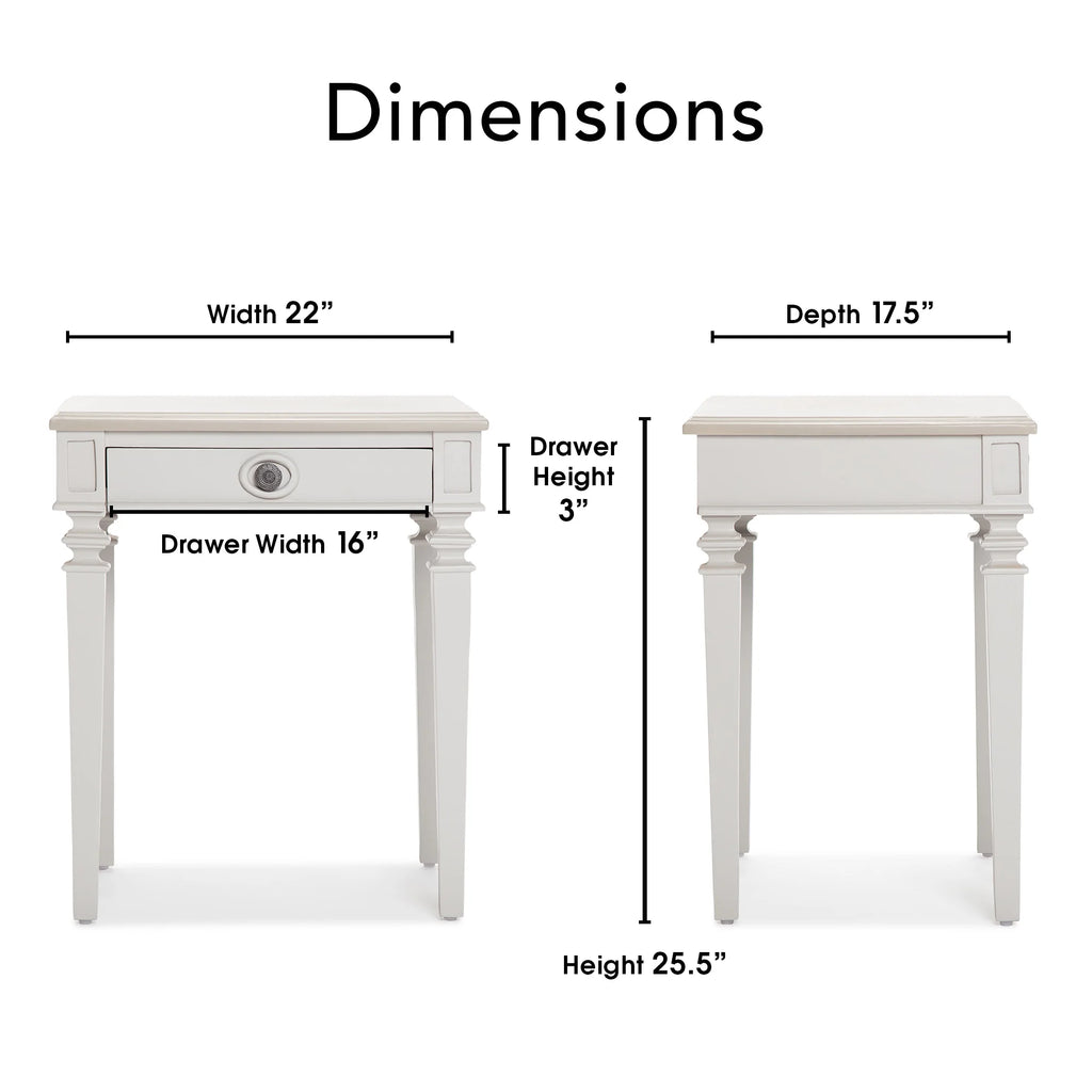 Light Gray Solid Wood End Table Nightstand with Drawer L478