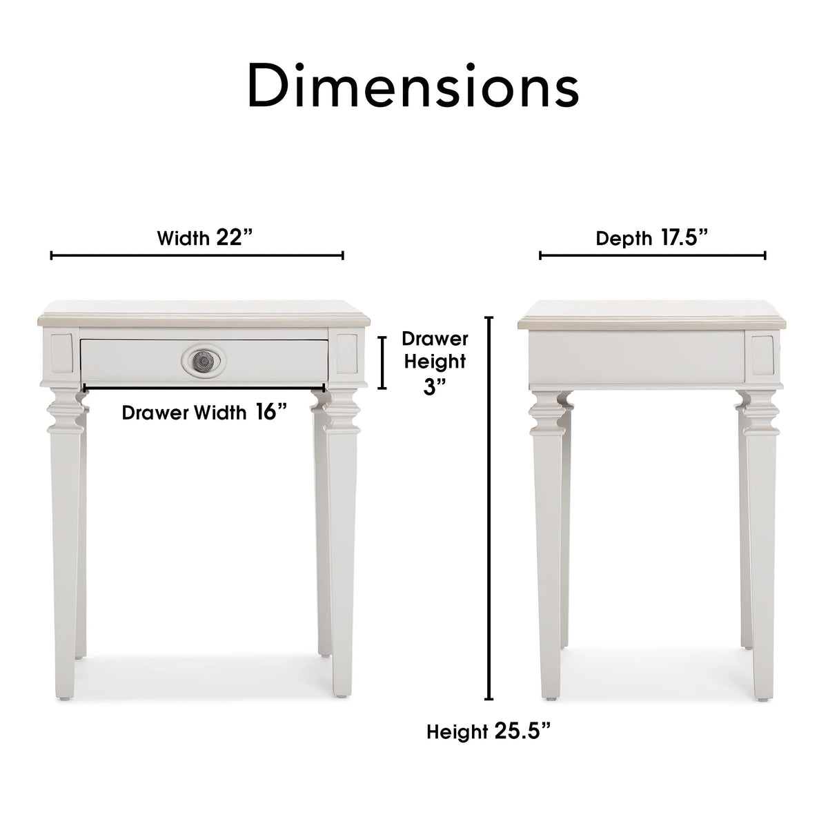 Light Gray Solid Wood End Table Nightstand with Drawer L478