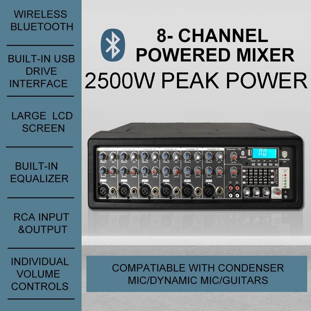 8 Channel Powered Mixer with Built In Effects & USB Audio Interface H23729
