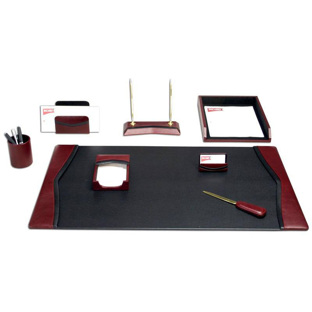 Burgundy Leather Desk Set 8-Piece O477