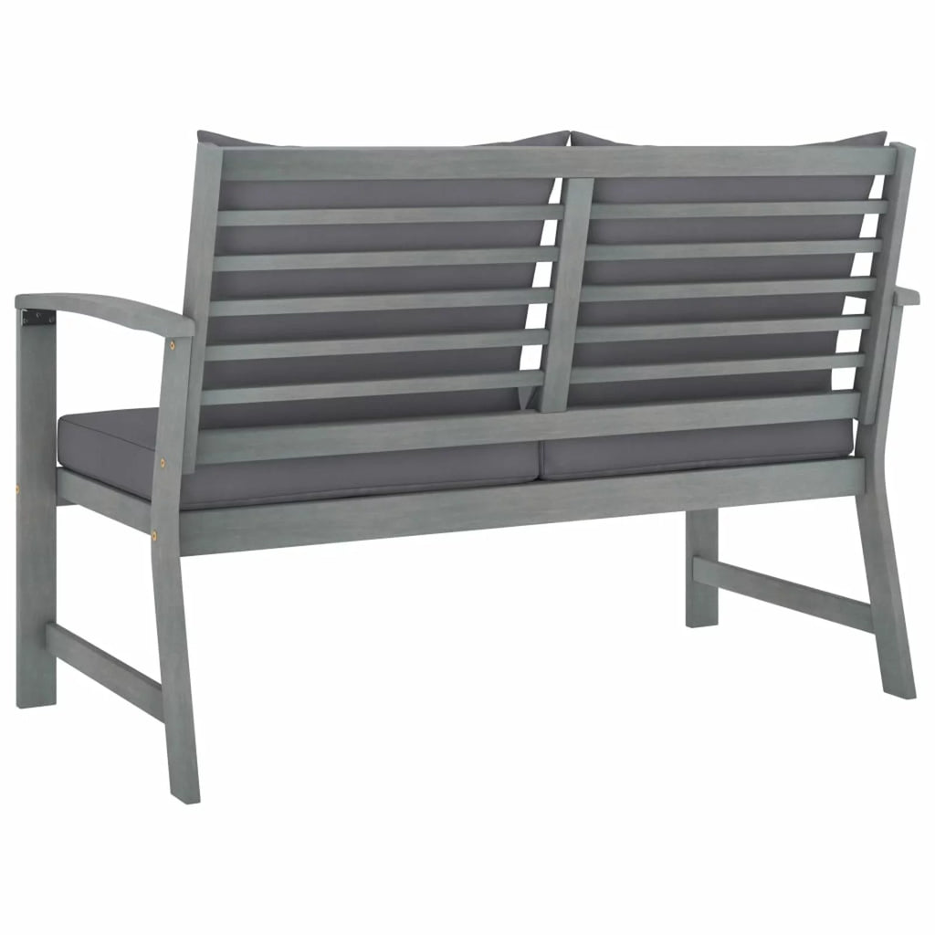 Dark Gray Cushion Solid Acacia Wood Patio Bench X25976