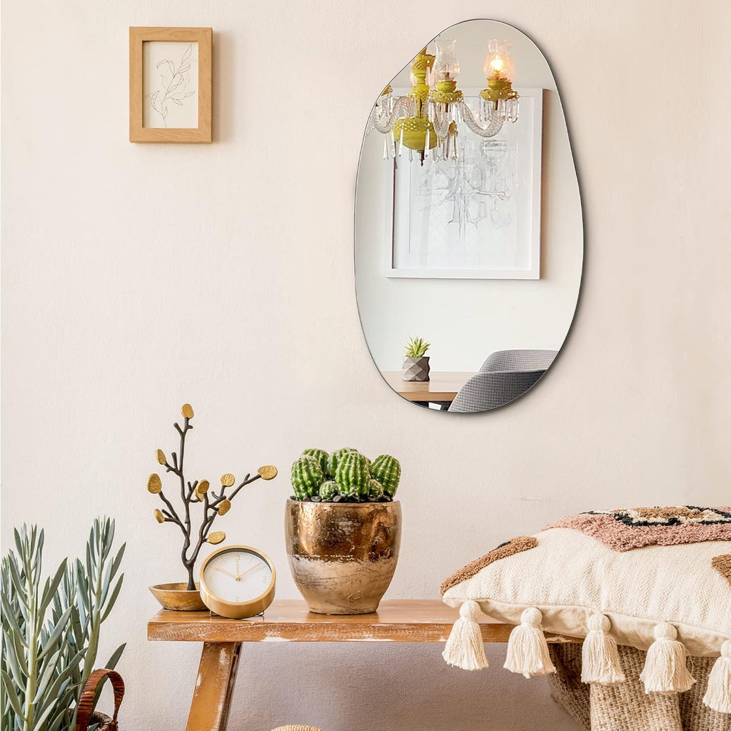 Asymmetrical Wall Mounted Mirror, 19.7 x 20.5 Inches E134