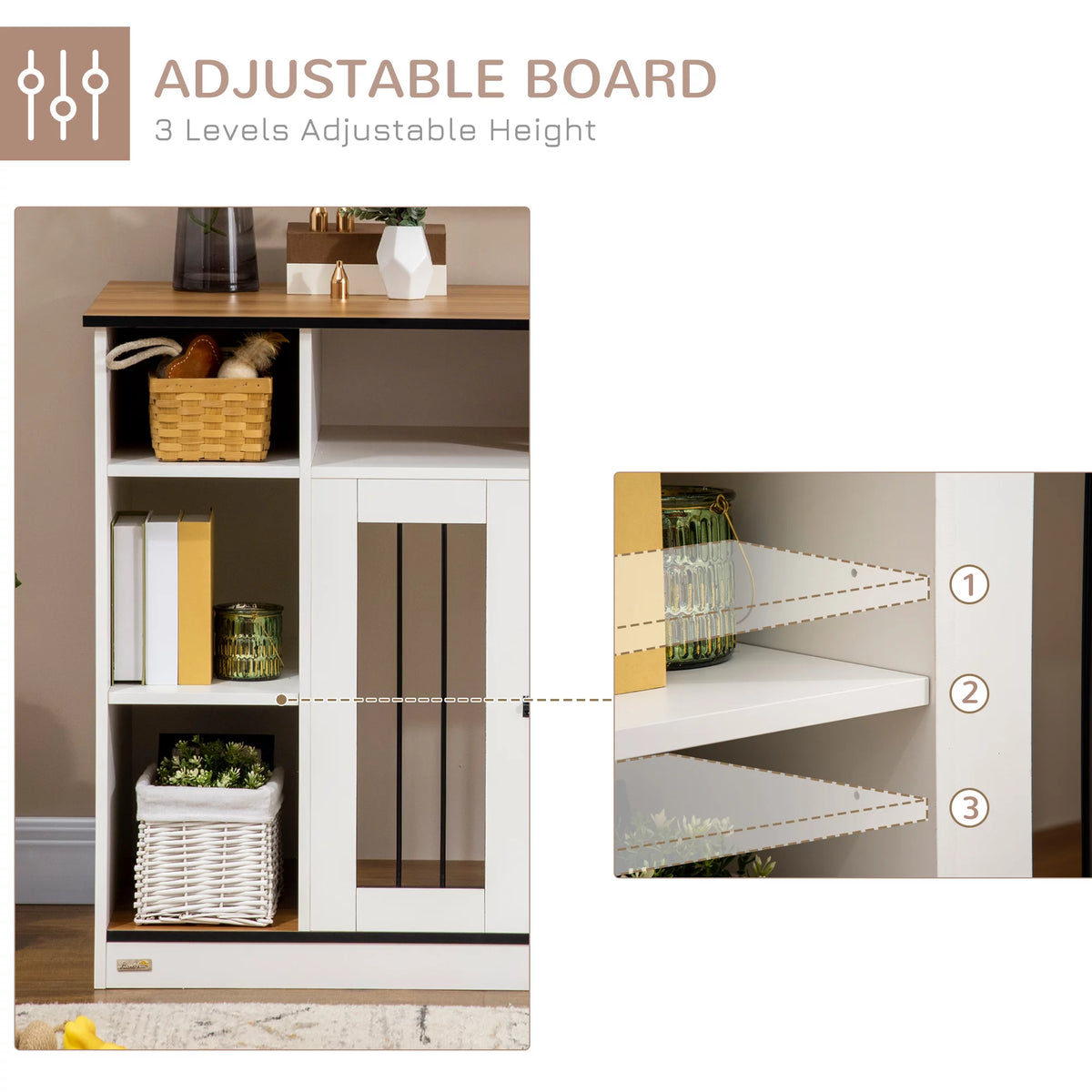 White Dog Crate Furniture with Storage J852