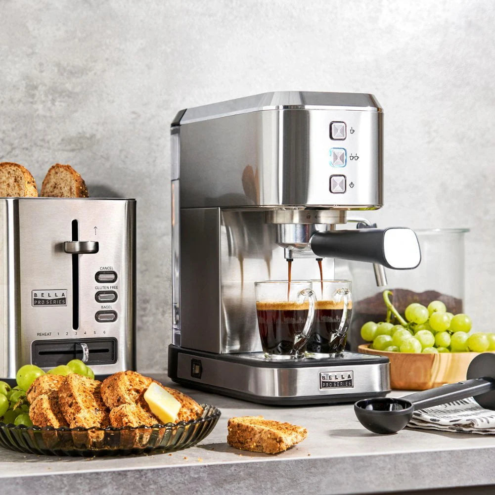 Slim Espresso Machine with 20 Bars of Pressure Stainless Steel P1638