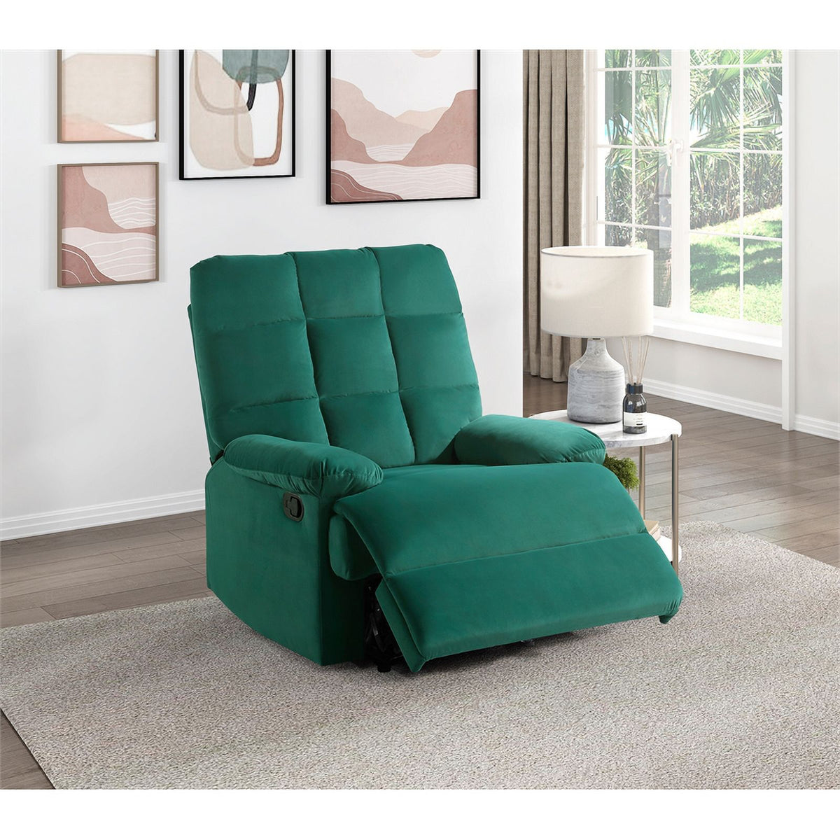 Green Velvet Manual Recliner A6747