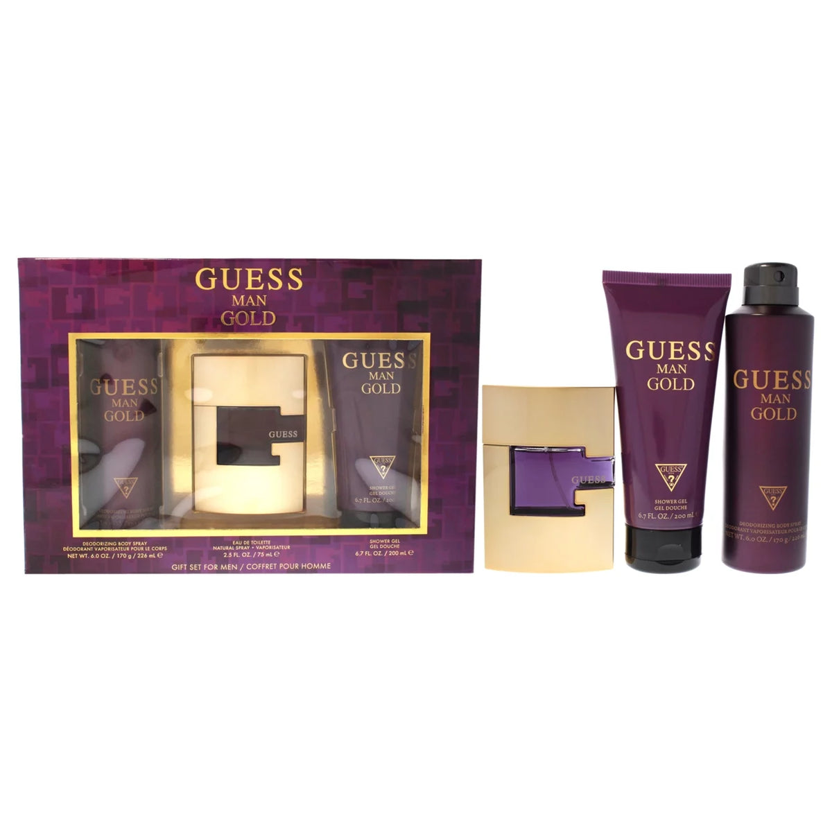 3 Pc Gift Set 2.5 oz EDT Spray 6.0 oz Deodorizing Body Spray 6.7 oz Shower Gel J405429