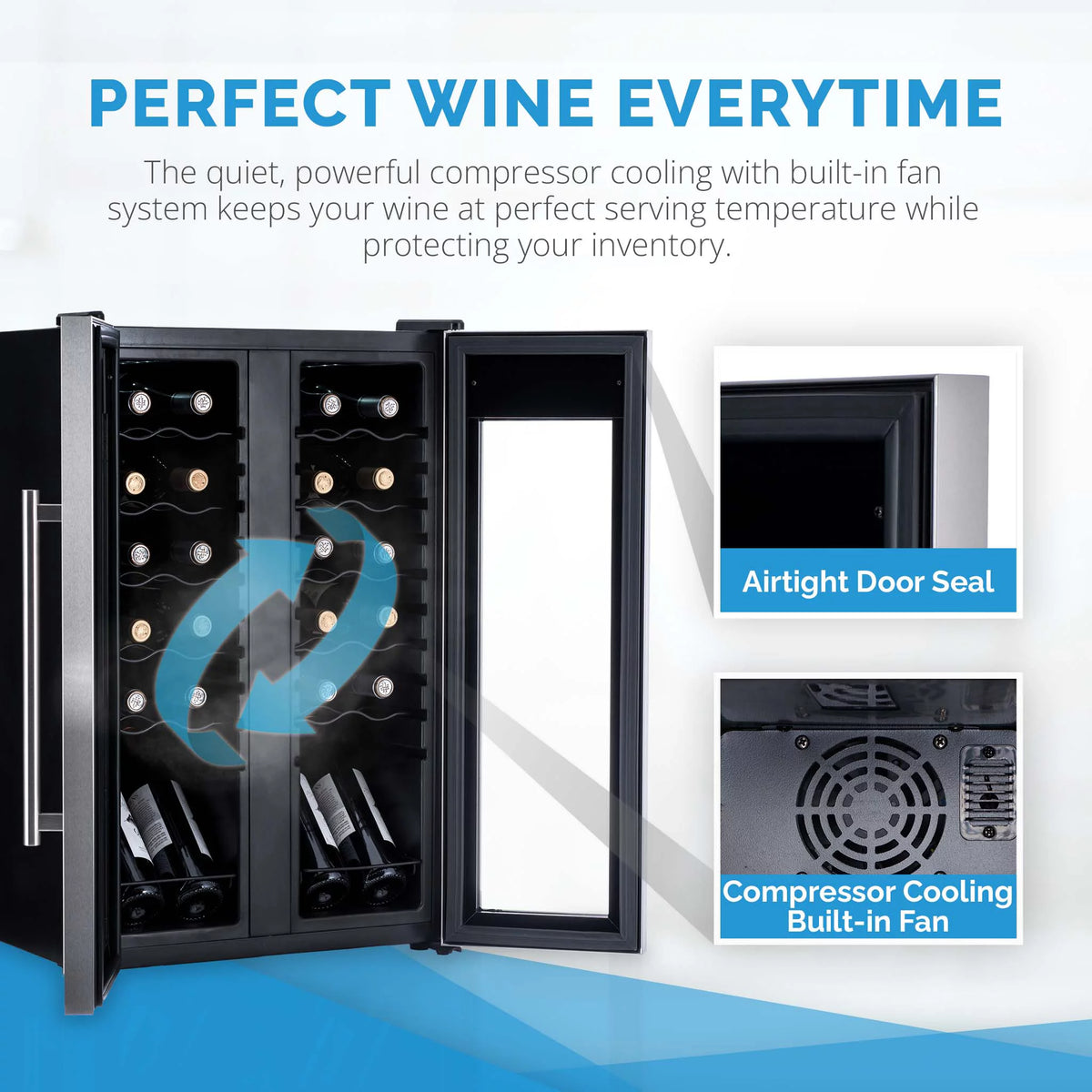 24 Bottle Dual Temperature Zone Wine Cooler Refrigerator O2789