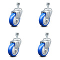 Blue Poly Swivel Caster Set of 4 with 4x22 Wheels and 1/2x22 Stem X95254