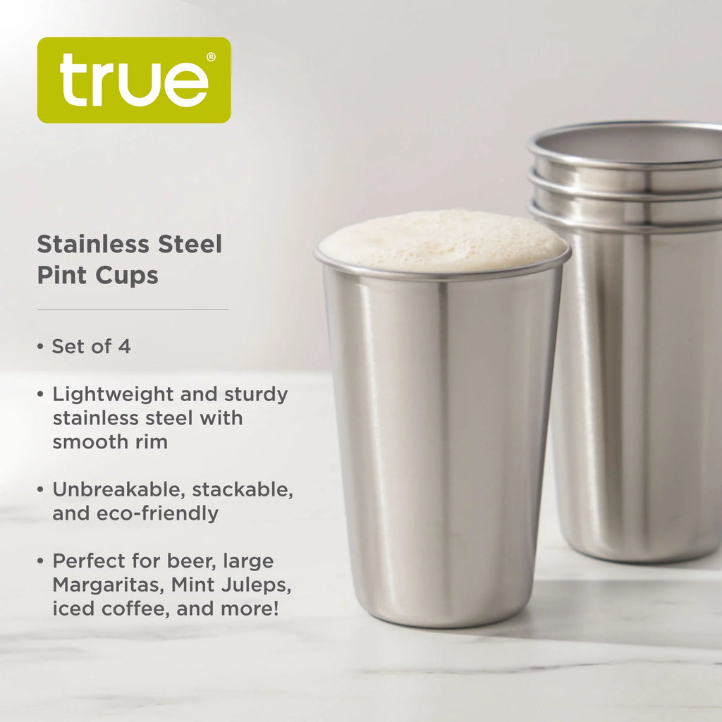 Stainless Steel Pint Glasses 16 Oz Set of 4 B556760