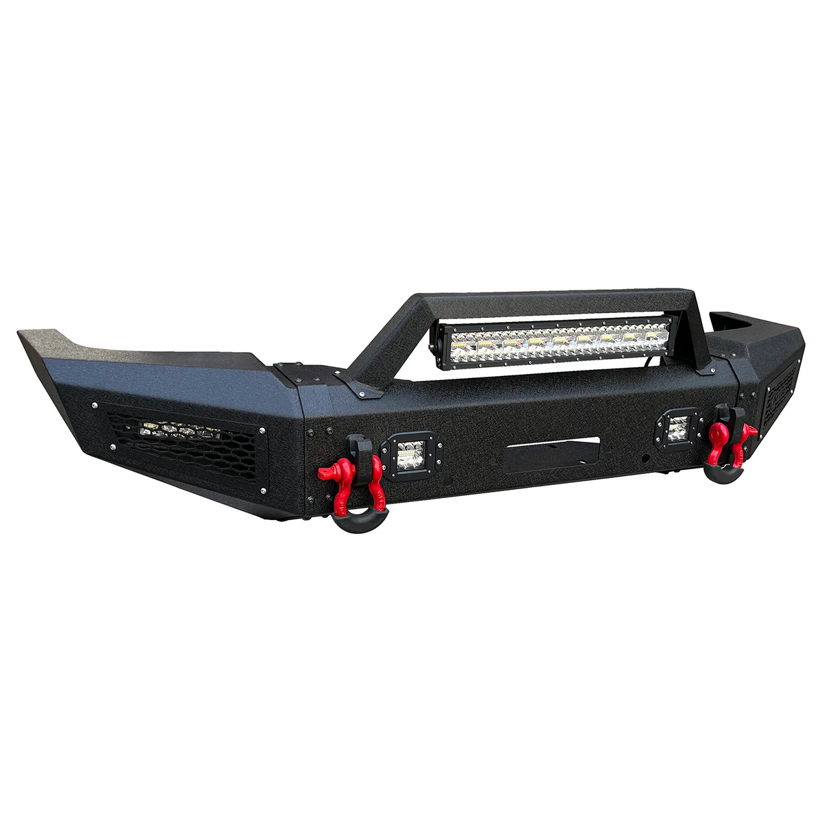 Black Steel Front Bumper with Winch Plate and LED Lights Z74761