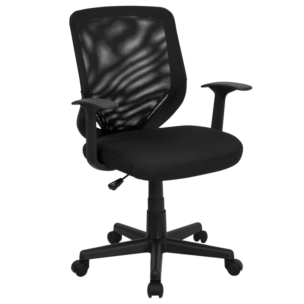 Black Mesh Swivel Task Office Chair with T-Arms R6219