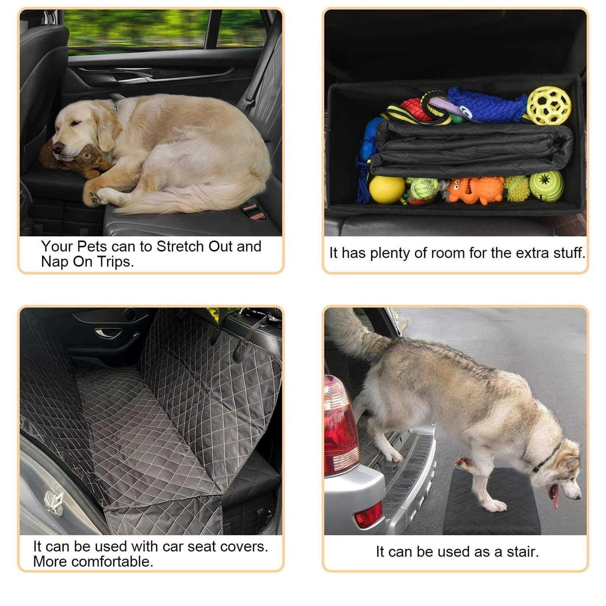 Car Back Seat Extender for Large Dogs with Storage E951