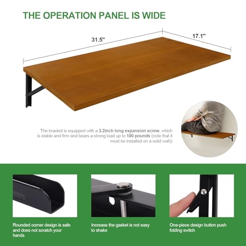 Natural Pine Wood Wall Mounted Folding Table 39 Inch Z46587