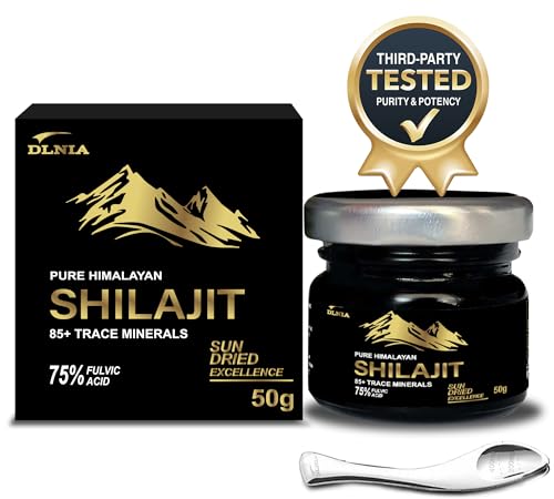 Pure Himalayan Shilajit Resin Supplement with 85+ Trace Minerals, 75% Fulvic Acid, 50g C343