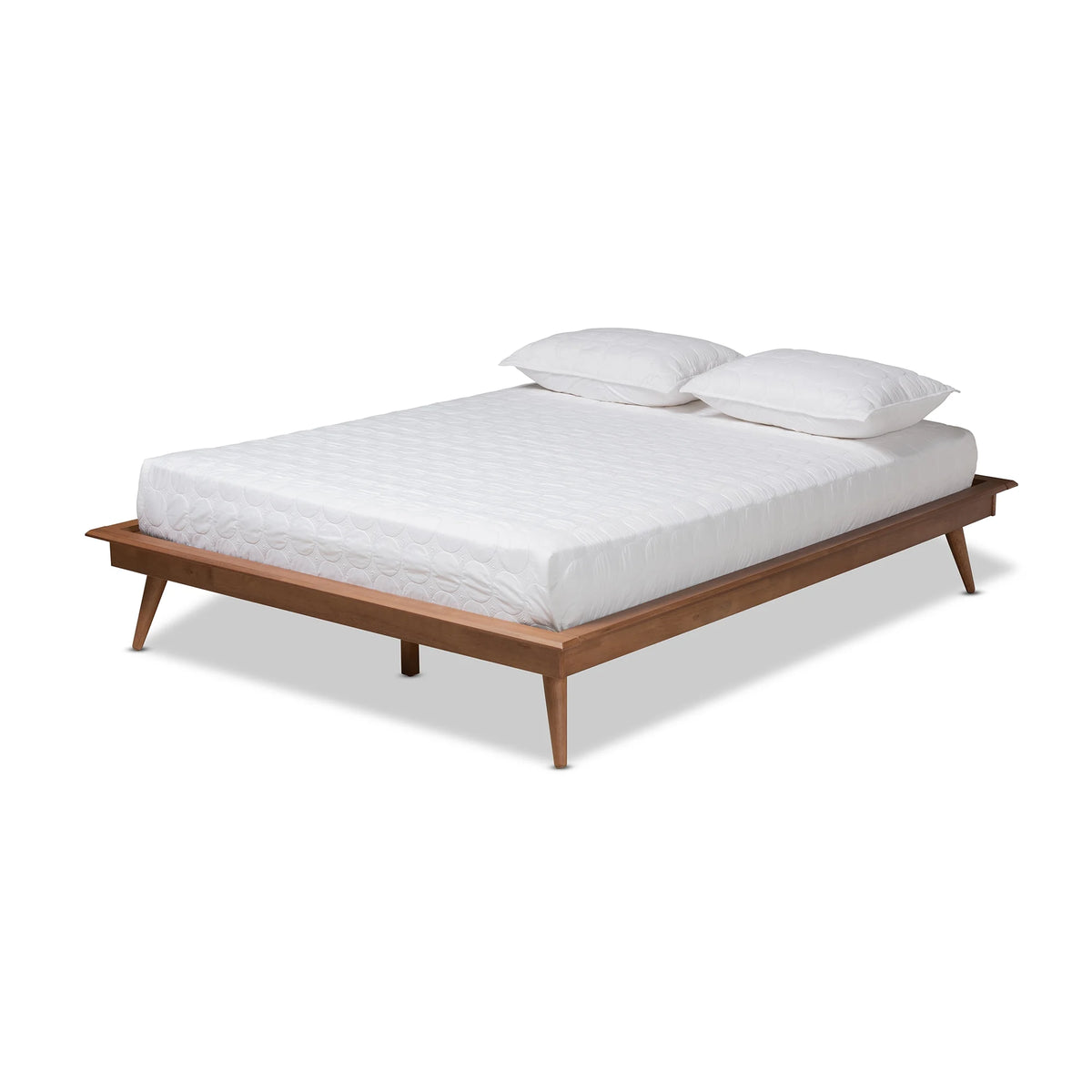 Walnut Brown Wood Full Size Platform Bed Frame L49442