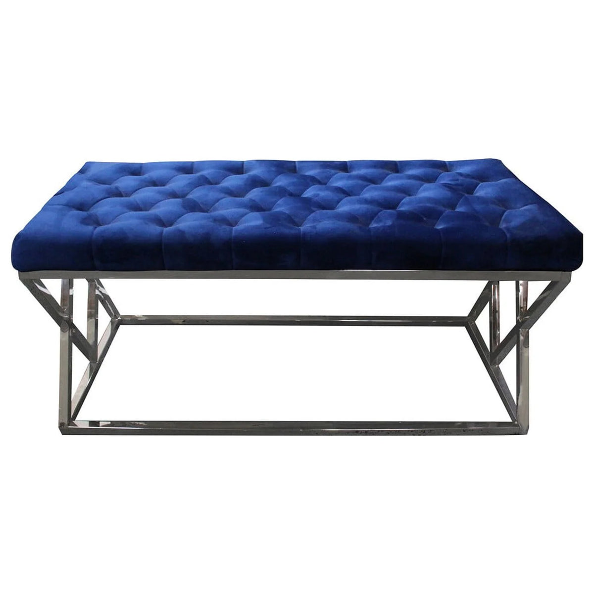 Blue Velvet Upholstered Bench Q257506