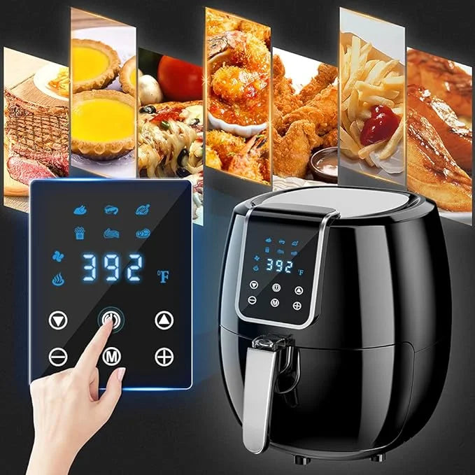 6-in-1 Air Fryer 7Qt 6.5L Smart Electric Hot Airfryer BLACK E6674