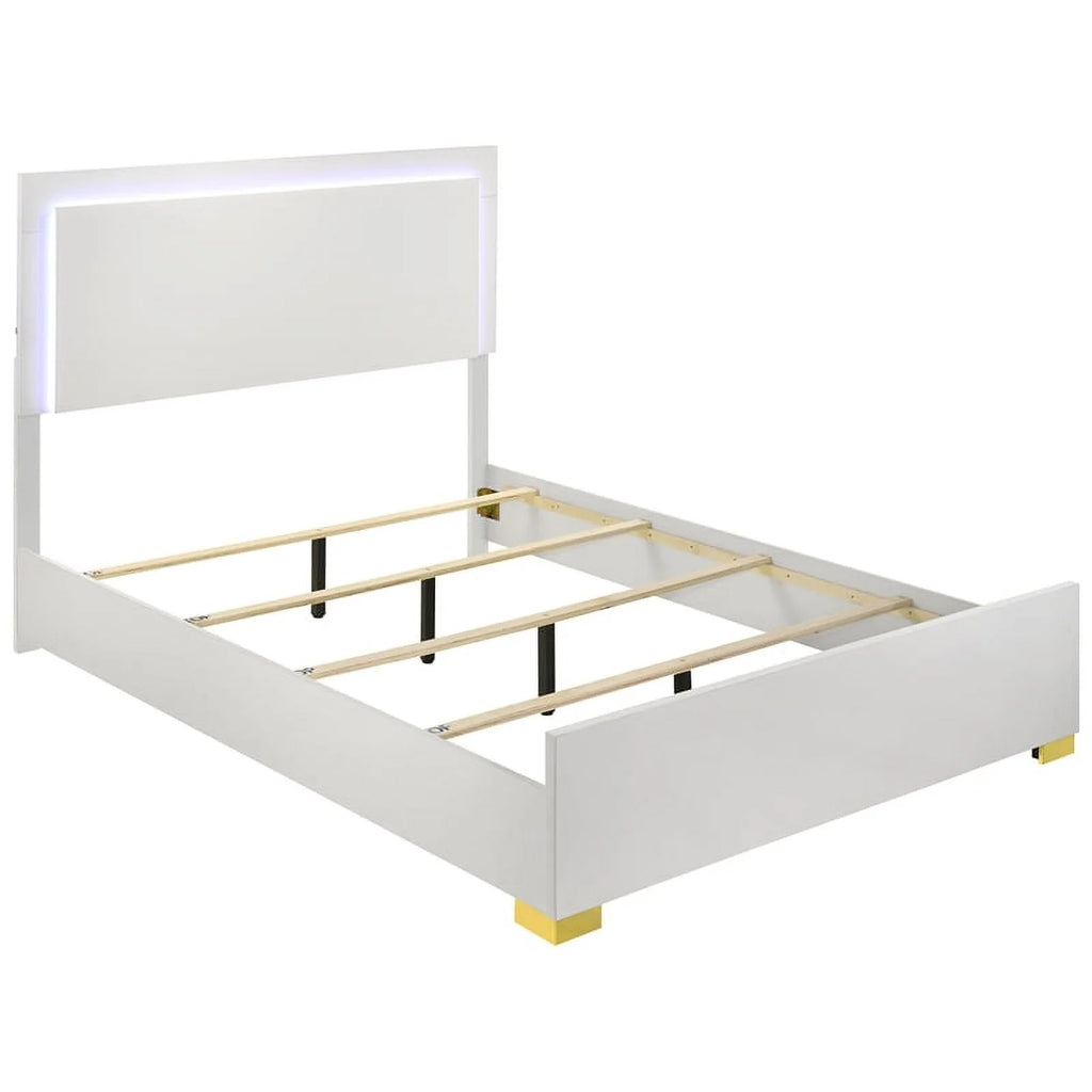 4-piece Contemporary Wood Eastern King Bedroom Set White and Gold T310635