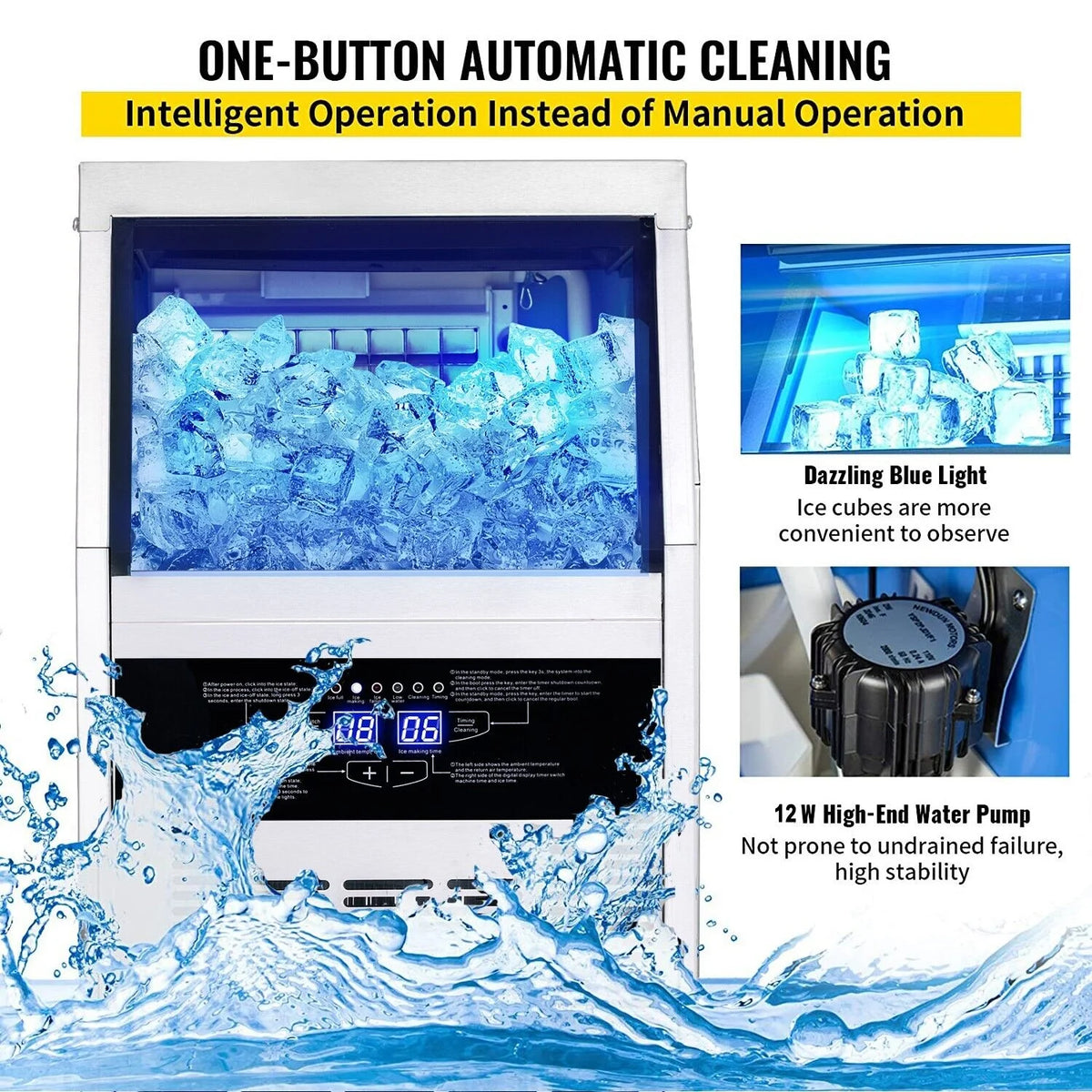 Commercial Ice Maker 90lb Stainless Steel Cube Machine C6661