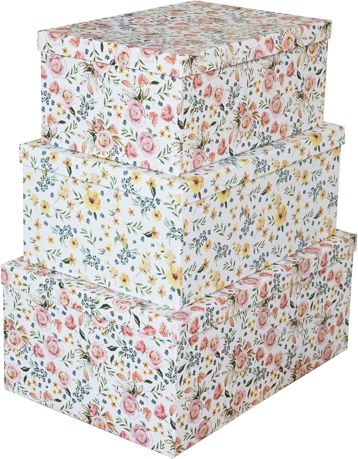 Summer Bouquet Set of 3 Paperboard Nesting Boxes H39821