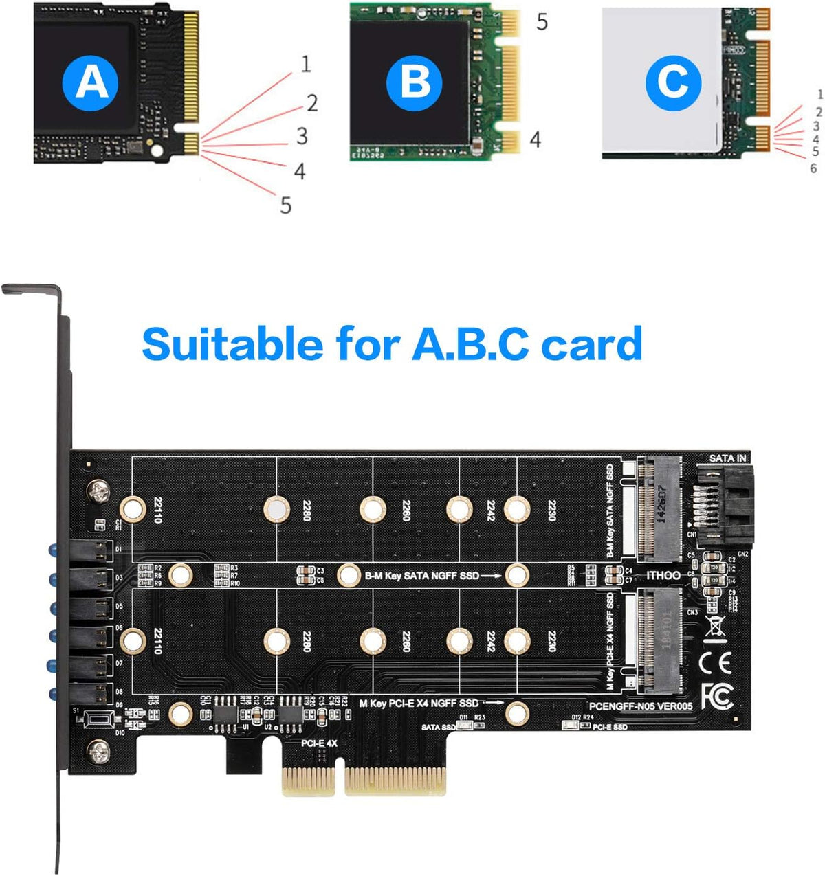 M.2 SSD to PCIe 3.0 X4 Adapter Card with Low Profile Bracket R4933